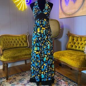 Vintage Y2K Rhapsody Tie-Dye Halter Maxi Dress Size Small